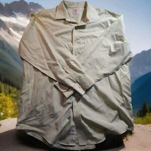 Brooks Brothers 346 Shirt Men's 16.5 -‎ 4/5 Spread Cotton Green Micro Plaid 1054